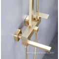 Brushed Gold Bathroom Square Head Shower Faucet